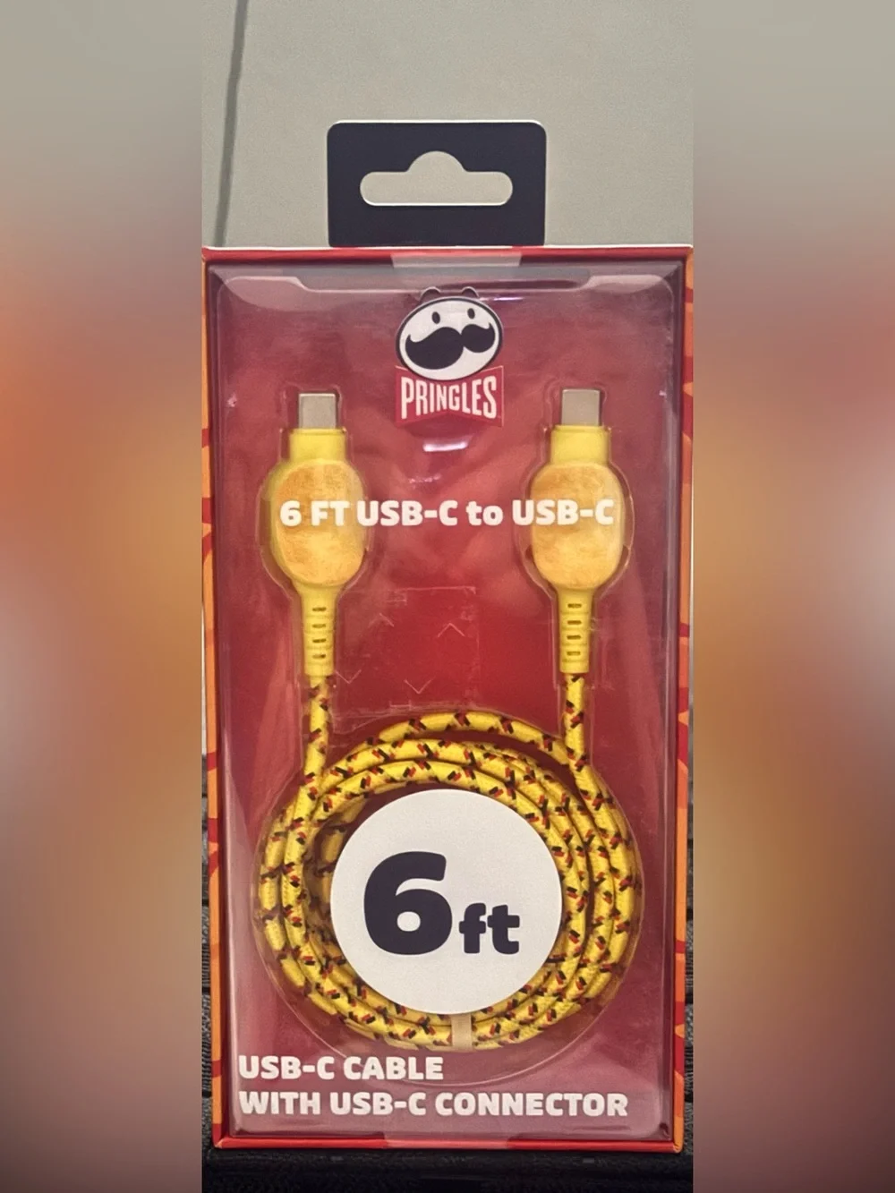 🛍️$13 Pringles Yellow Patterned 6ft USB-C to USB-C Cable
